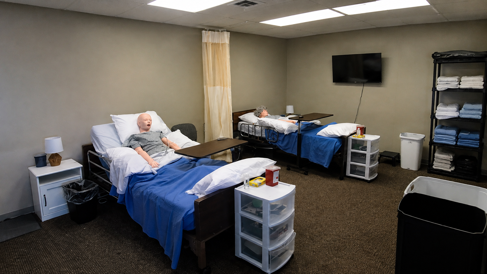 CNA skills training lab at Ignite Health Academy in New Berlin Wisconsin